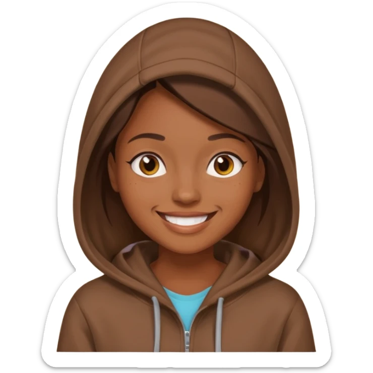 woman with brown hoodie sticker