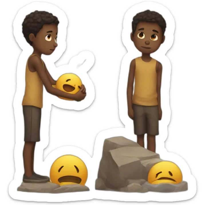 Sacrifices his life and sad in his life of boy sticker