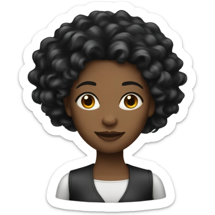 black woman with long silky wavy black hair sticker