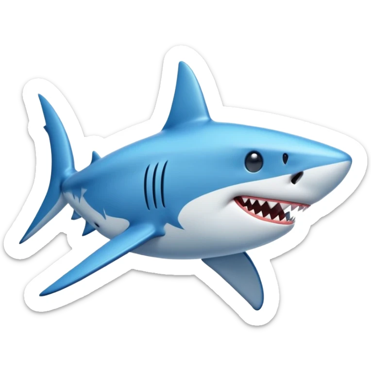 realistic shark emoji, no legs, no sneakers, just the shark sticker
