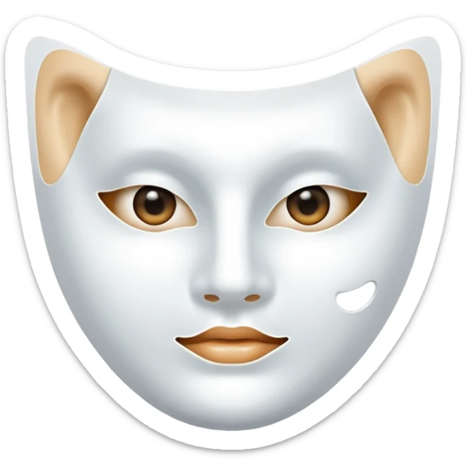 a sheet of white mask pack for face skincare beauty, transpalent holes at eyes and mouth, no real eyes and mouth sticker