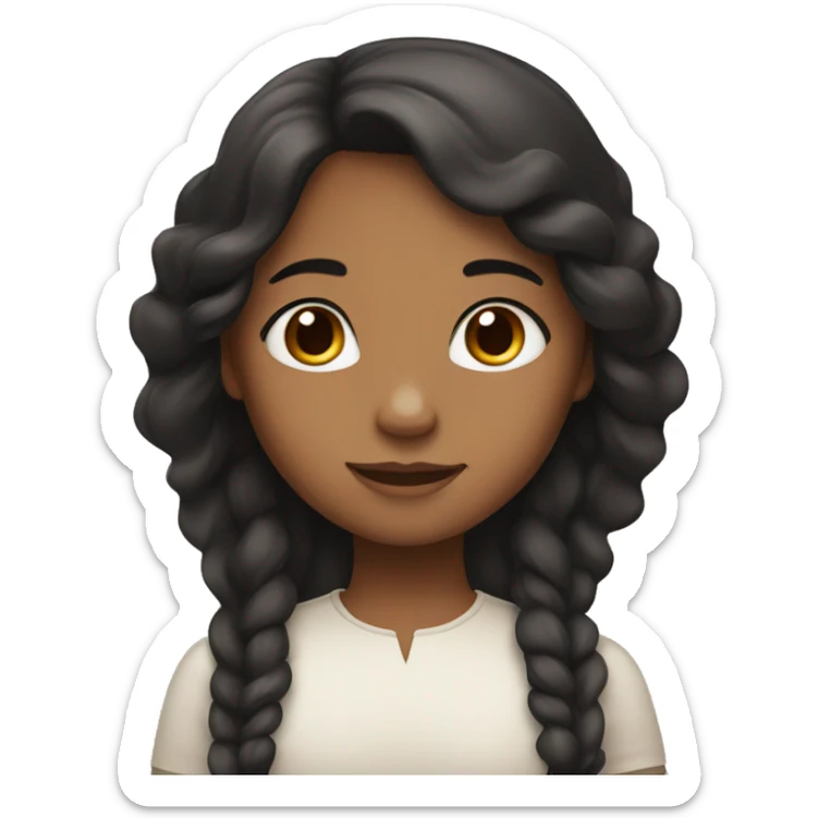 a girl with long black hair, brown eyes and brown skin, who has angel wings sticker