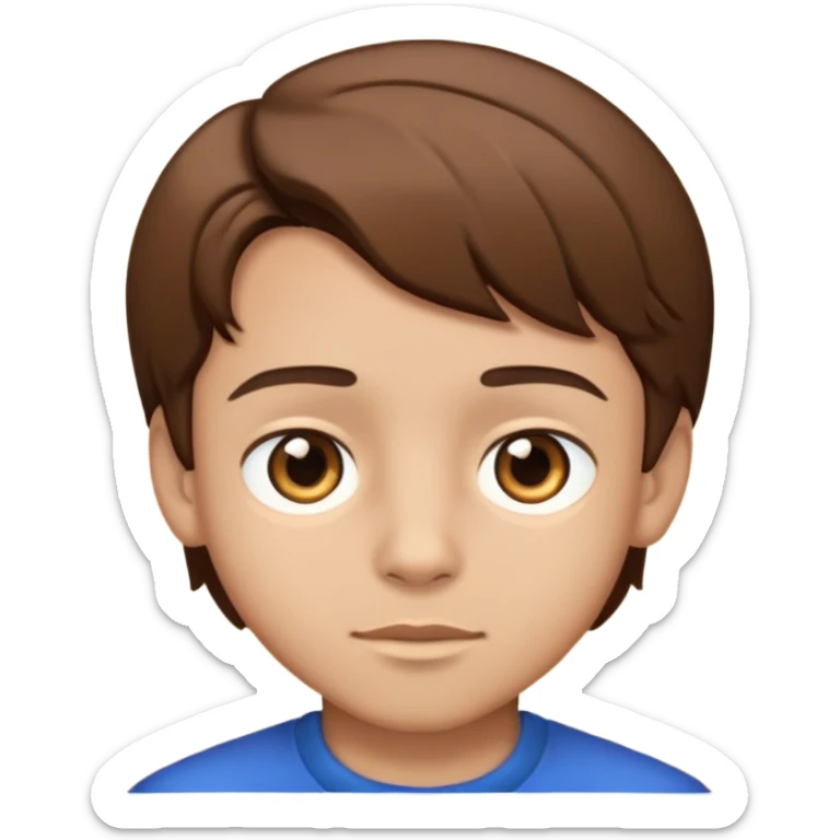 Boy with light skin and brown eyes and brown hair parted in the middle sticker