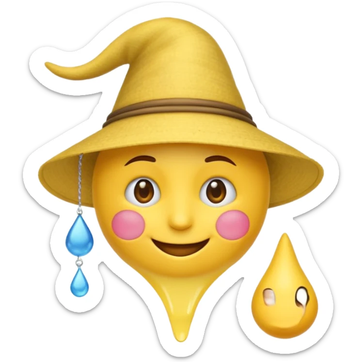 Emoji souriant avec goutte de sueur avec chapeau d"anniversaire et goutte de sueur sticker