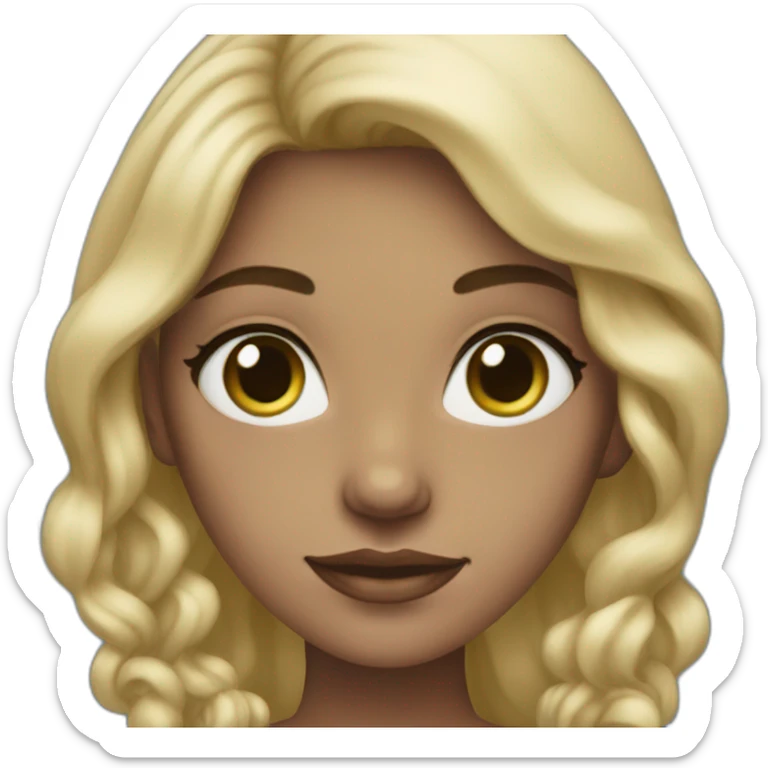 woman in a dress, middle parting light hair, blue-green eyes sticker