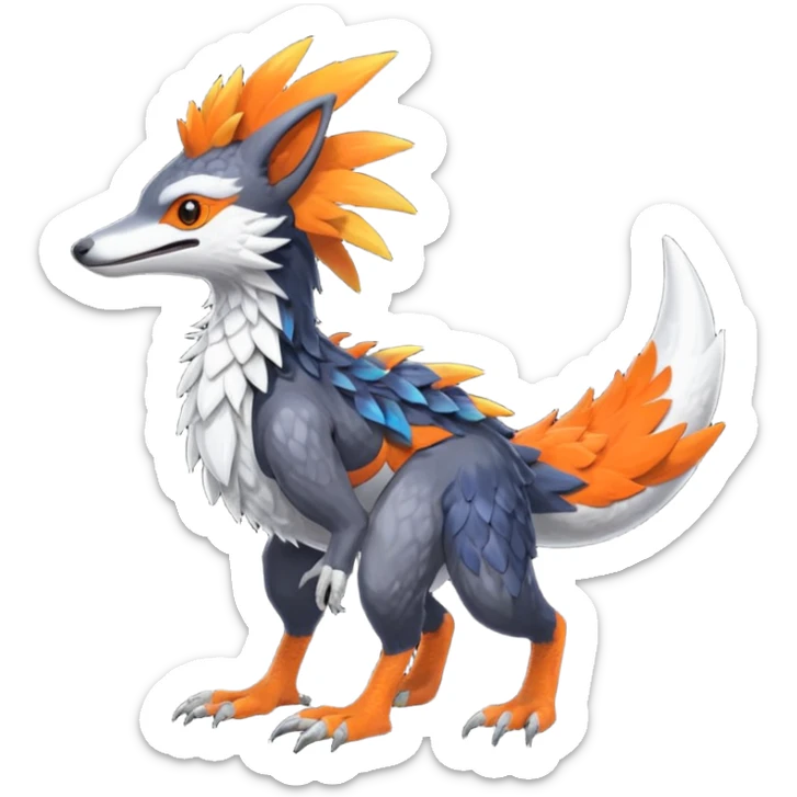 Colorful Fruity Neon Warm-colored Tropical Exotic Vernid-Sergal-Trico-Silvally-Nargacuga-fusion-hybrid-animal-creature, full body sticker