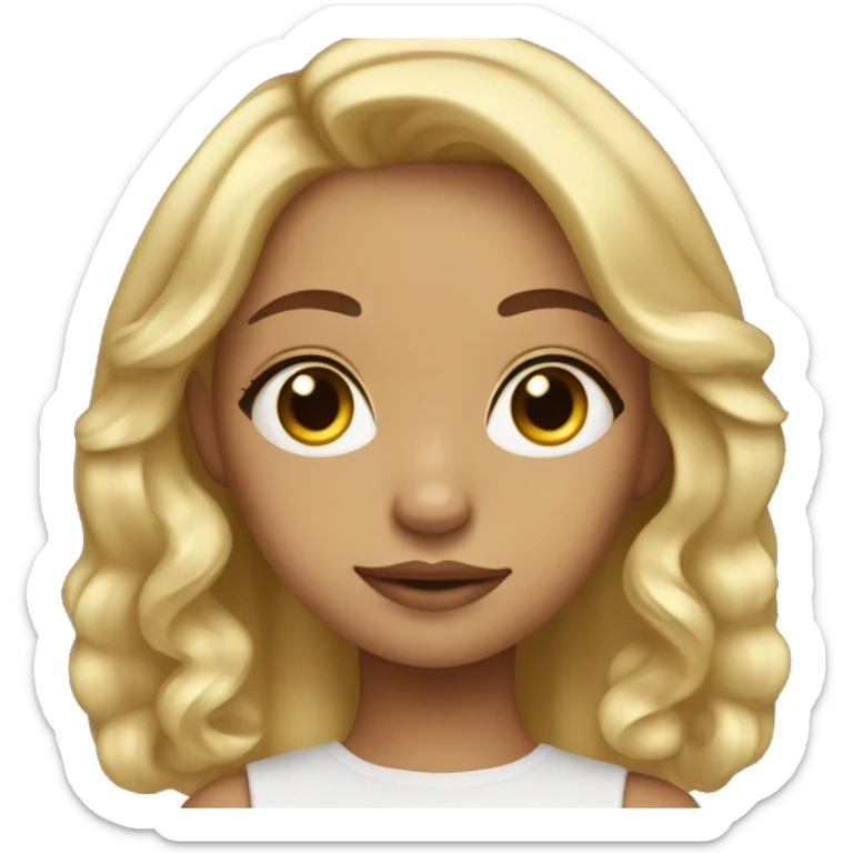 Cute Girl with gold earrings, blonde Hair, side Part and brown eyes sticker