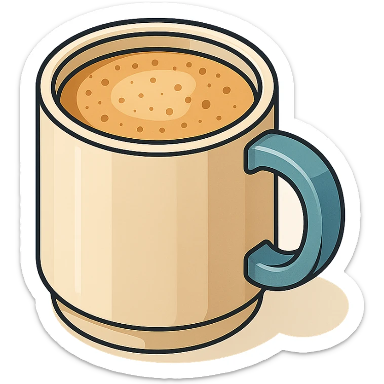 isometric view of a coffee mug with foam, detailed drawing, detailed shadows and highlights, clean contours, soft lighting, transparent background sticker