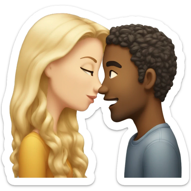 A girl with light skin and light hair kisses a guy with light skin and light hair sticker