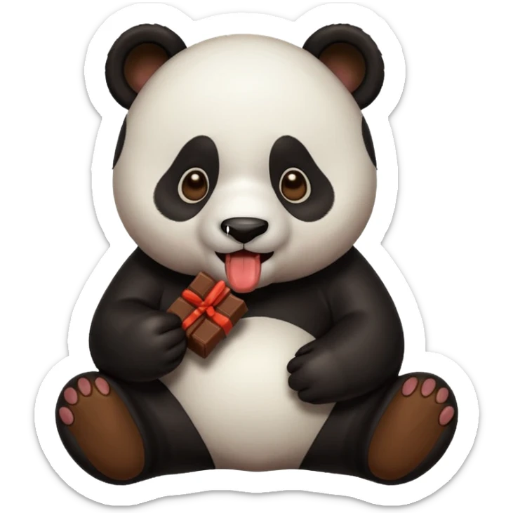 Panda eating Chocolate poo poo pee pee sticker