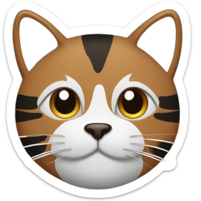 Brown cat with black stripes and white mustache and the contour of the white mouth with a brush sticker
