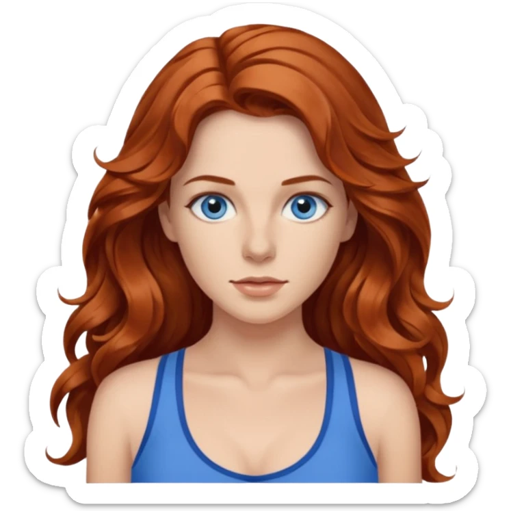 Matt Ryan Constantine and Long wavy Auburn hair woman BLUE eyes wearing blue cami sticker