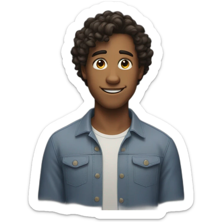 I want you to generate a pixar style man, of 22 years old, with short hair with some curls sticker