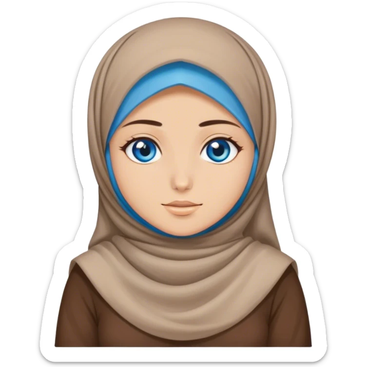 Turkish beautiful finish Konya girl blue eyes with hijab and brown stone dress sticker