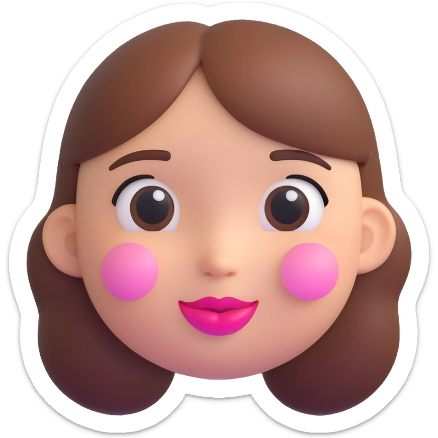 sweet girl emoji, soft pink cheeks, glossy lips, minimal aesthetic sticker
