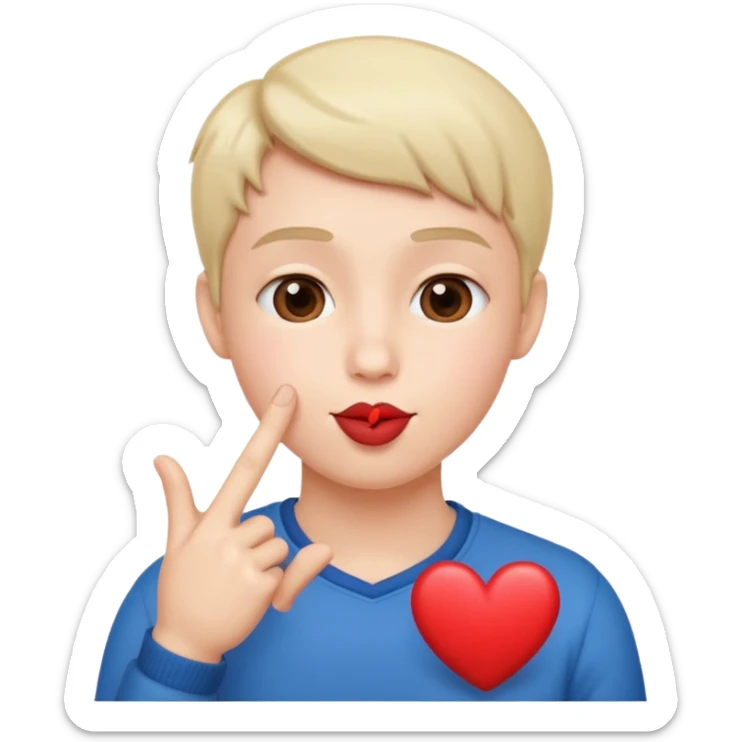 Un bonhomme qui fait un bisous et un cœur avec les doigts  sticker