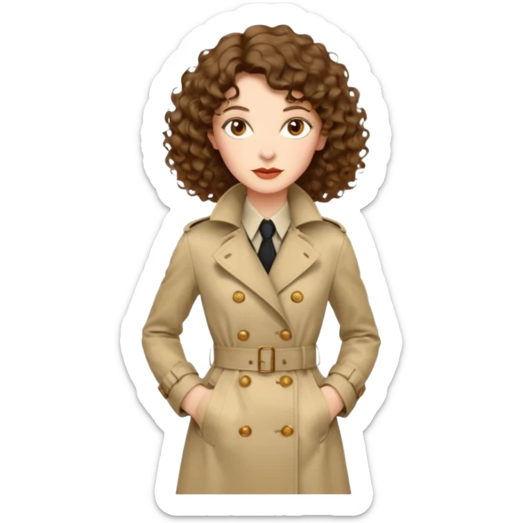 Dalgalı-kıvırcık arası saçlı, hafif perçemli; kehribar gözlü, küçük kalkık burunlu ve dolgun dudaklı. Oval yüzlü, çıkık elmacık kemikli. Omuzları geniş, beli ince, kalçası dolgun. Old money tarzında, trençkot ve kumaş pantolon seven, dikkat çekici bir kadın. sticker