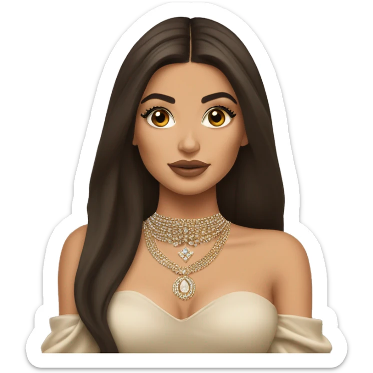 Kylie Jenner Princess with jewellery brown hair sticker