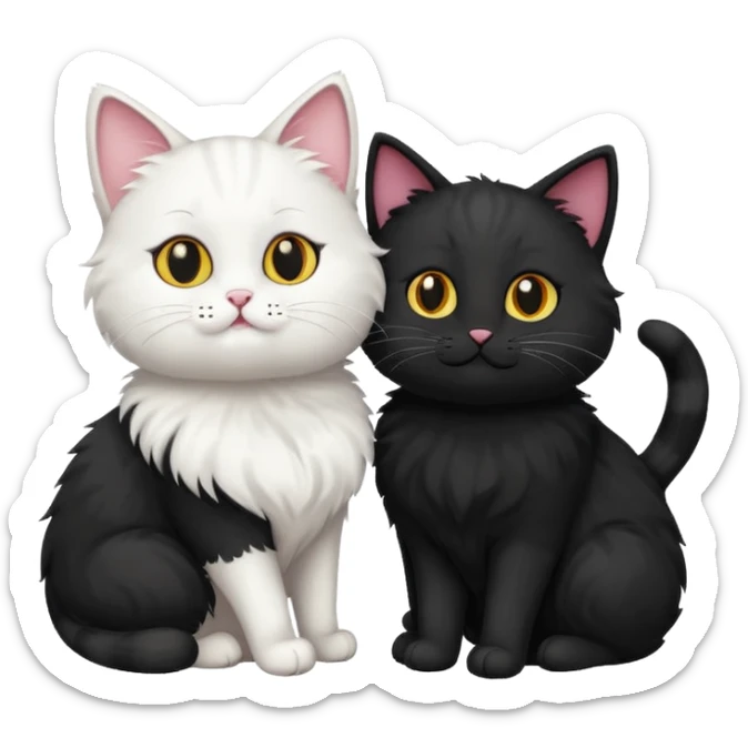 White cat and a black cat sticker
