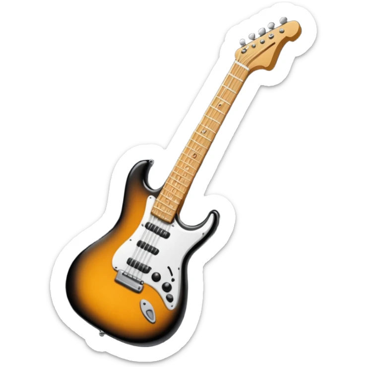 Bana elektronik gitar emojisi yap ama bir tane yüz emojisinin elinde olsun elektronik gitar siyah olsun  sticker
