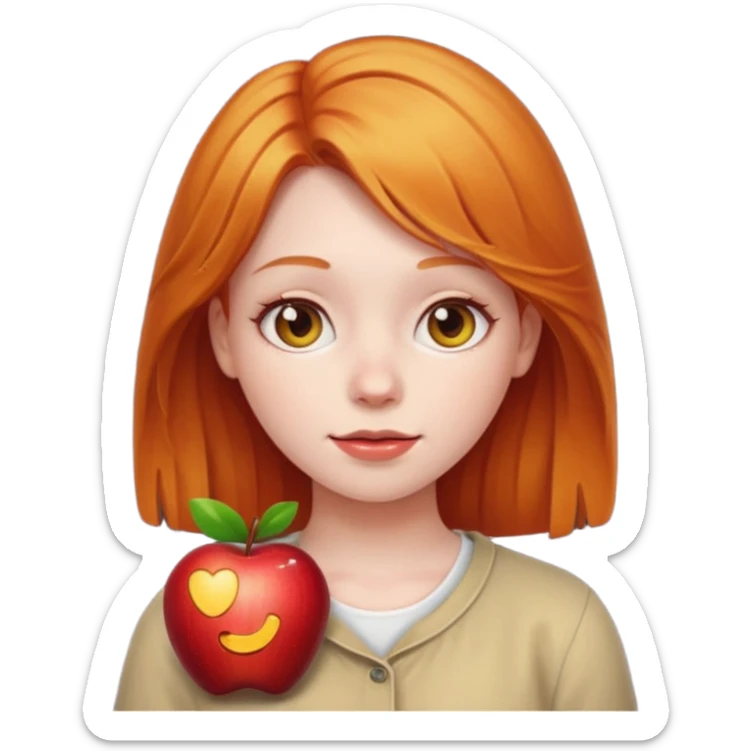 can you make an apple emoji of a girl who has amber hair sticker