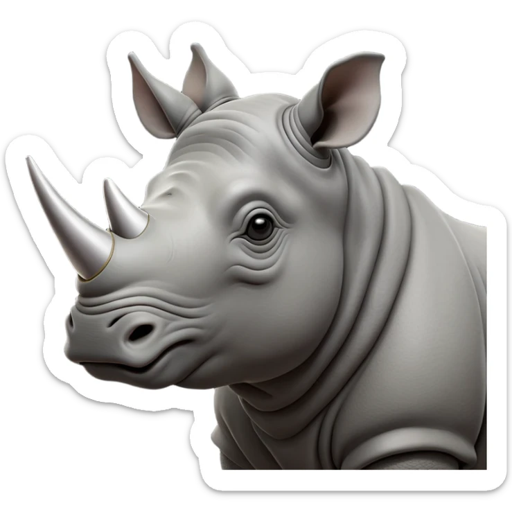 cinematic-noble-rhinoceros-portrait-emoji,-poised,-with-a-massive,-powerful-build-and-a-thick,-hide-of-slate-gray,-deep-set-soulful-piercing-eyes,-simplified-yet-sharp-and-sophisticated-features,-highly-detailed, with large black eyes, szoomed out showing houlders sticker