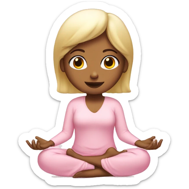 blonde girl meditating in baby pink outfit sticker