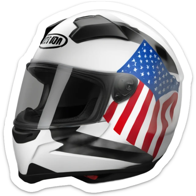 Sport bike motorcycle helmet white and black with the American flag. Like the shoei helmet  sticker