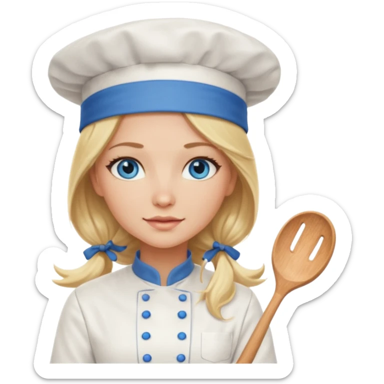 Sexy Long Blonde hair blue eyed female chef sticker