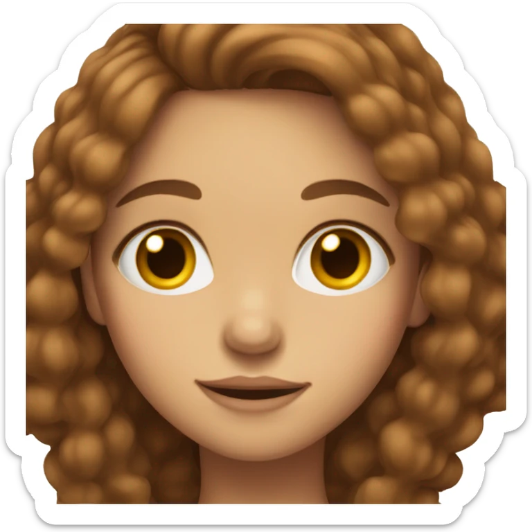 Girl with long brown hair and freckles on cheeks sticker