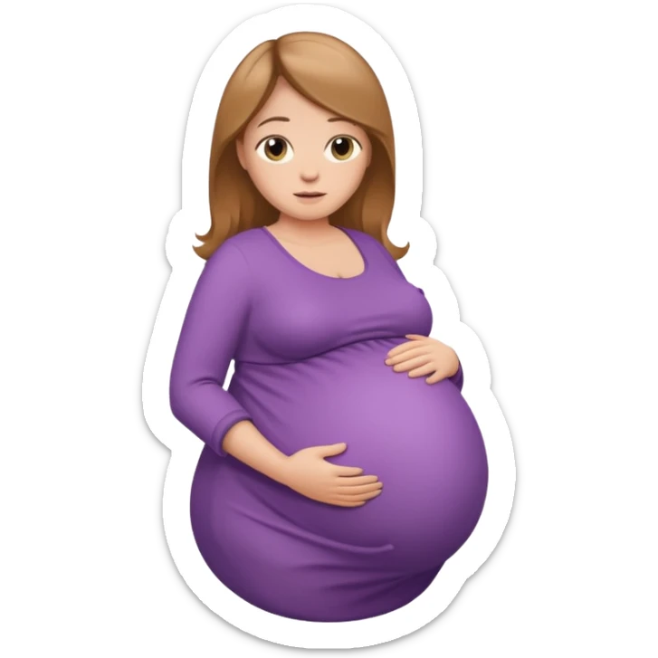 very heavily pregnant overdue woman with very large belly sticker