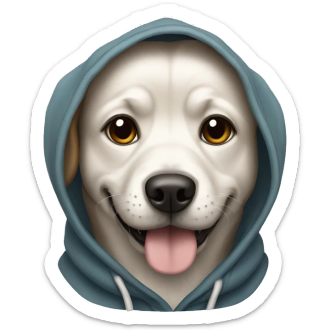 Dog wearing a hoodie sticker