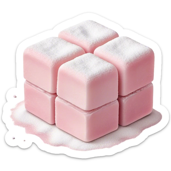Turkish Delight Cinematic Realistic Turkish Delight Dessert Emoji, depicted as a single, delicate piece of Turkish delight dusted with powdered sugar, rendered with intricate textures and soft, inviting lighting. sticker