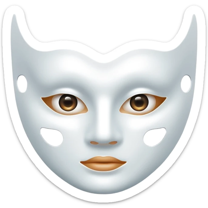 a sheet of white mask pack for face skincare beauty, except on the face, transpalent holes on eyes and mouth sticker