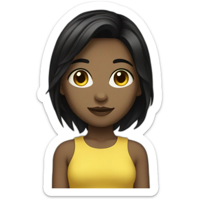 girl black hair black glass yellowskin one sticker