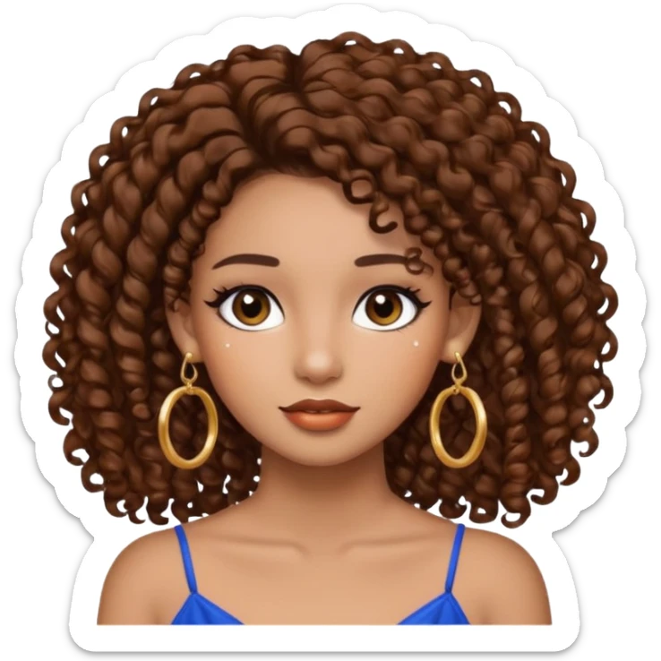 One, Puerto Rican, fair skin brown hair it has to be straight with earrings and makeup. I would like the earrings to be hoop and my best friend by my side is caramel skin color with curly black hair. sticker