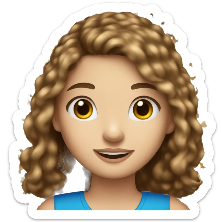 Teenage long brown haired girl with blue eyes wearing a leopard print top sticker