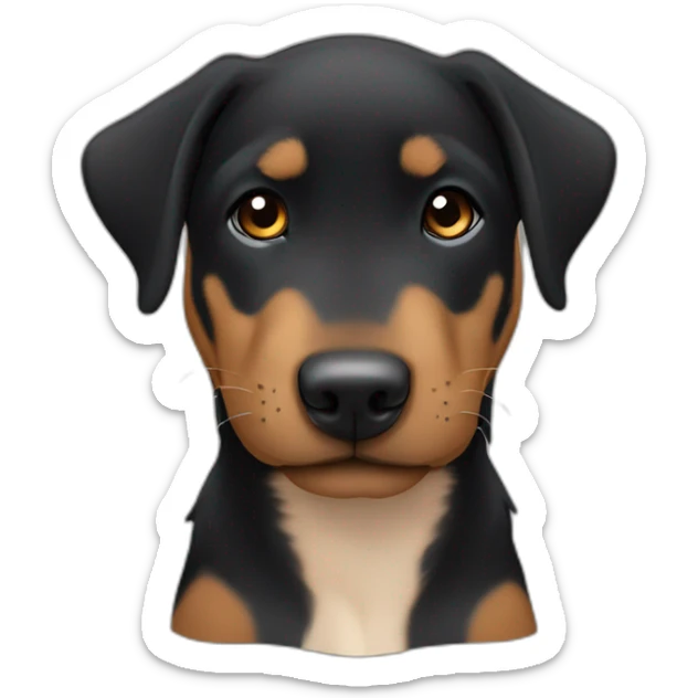 Sleeping black and brown beauceron puppy with white chest and chin sticker