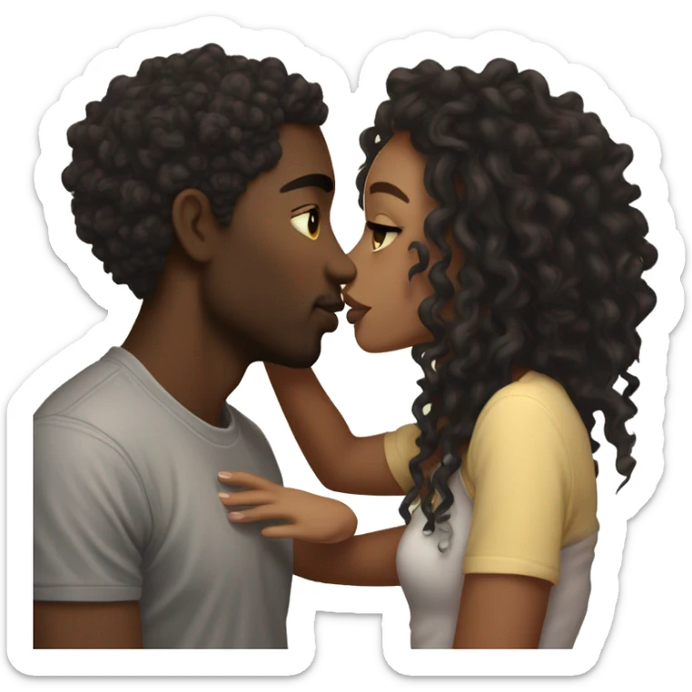 Me kissing my brown skin girlfriend with dark curly hair. I am black and have a septum piercing, and blonde locs. She has a septum piercing aswell. sticker