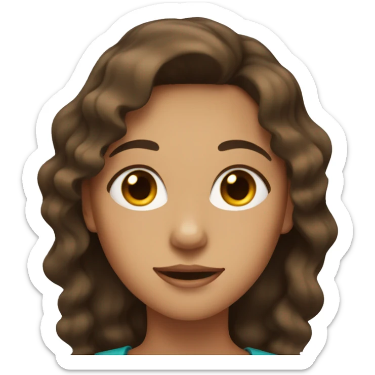 A tan girl with wavy dark brown hair and dark eyes sticker