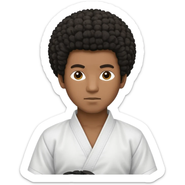 black karate instructor with afro hair and a low taper haircut, and a small fade on the sides sticker