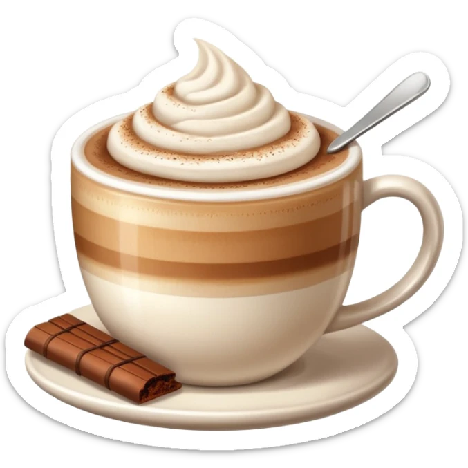 Cappuccino with frothy milk and a sprinkle of cocoa on top sticker