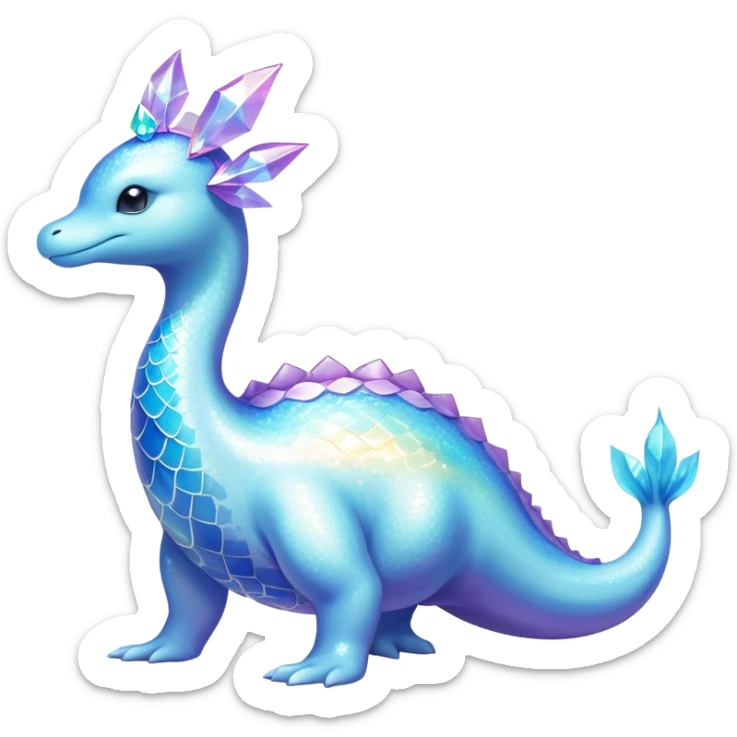 Shiny Exotic Colorful Ethereal Sparkly Lapras-Suicune-Aurorus-Fakémon-hybrid-creature (full body)  sticker