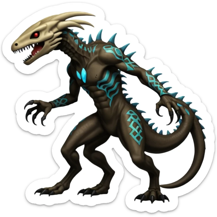  Venom-Fionbri-Vernid-Marowak-Salandit-Xenomorph-hybrid-fantasy-creature (full body) with tribal markings and glowing patterns and scales sticker