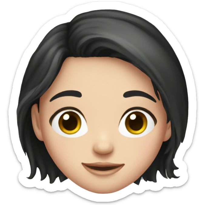 Brunette girl, Black long hair, pink shirt, fair skin sticker