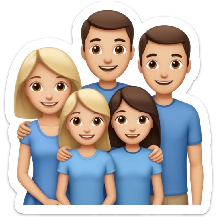 Happy family of 5: mom, dad, sisters and brother sticker
