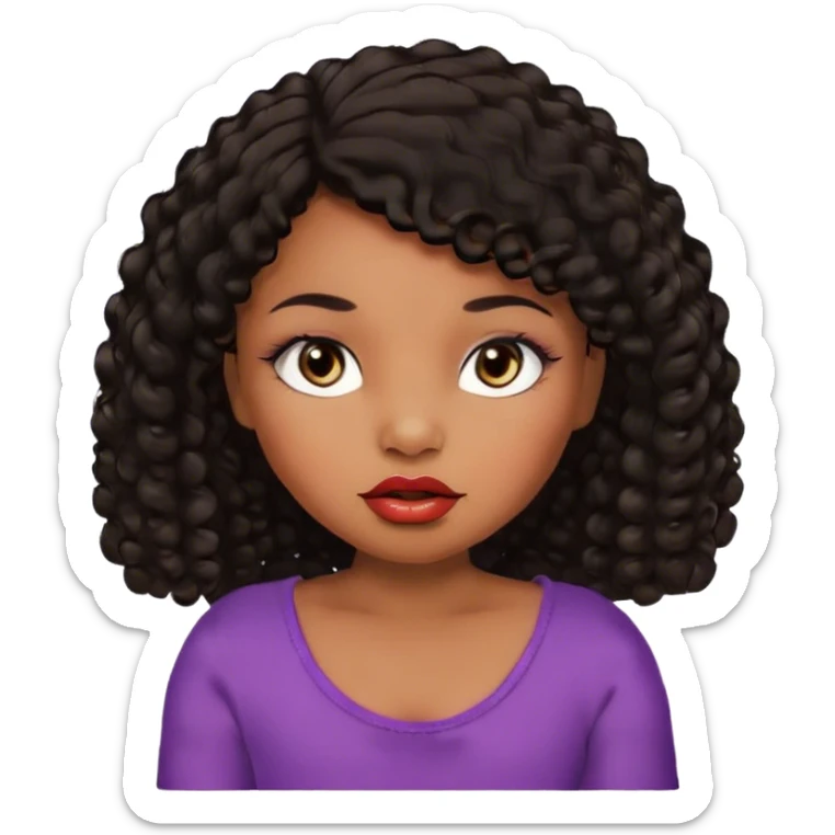 Glamourous, brown skin tone, very beautiful baby, with big plump lips, long long lashes, black curly smooth short hair, brown eyes sticker