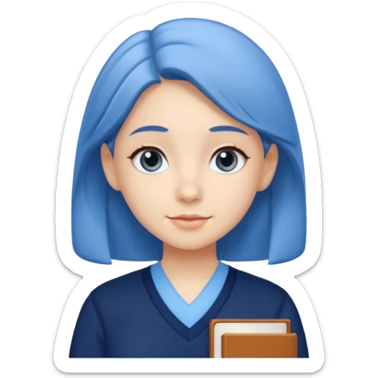 cute school girl jewish blue shirt navy jumper with light blue by the v neck on the jumper sticker