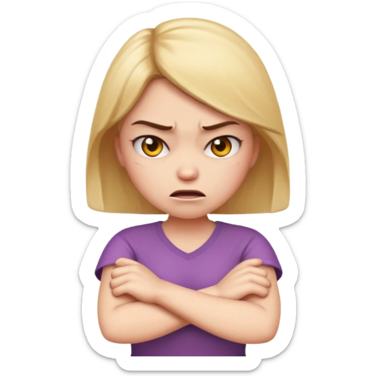 angry face girl emoji with arms crossed over each other in front emoji sticker