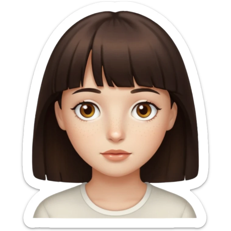 branca, olhos hazel, franjnha, pequenas sardas, cabelo castanho escuro sticker